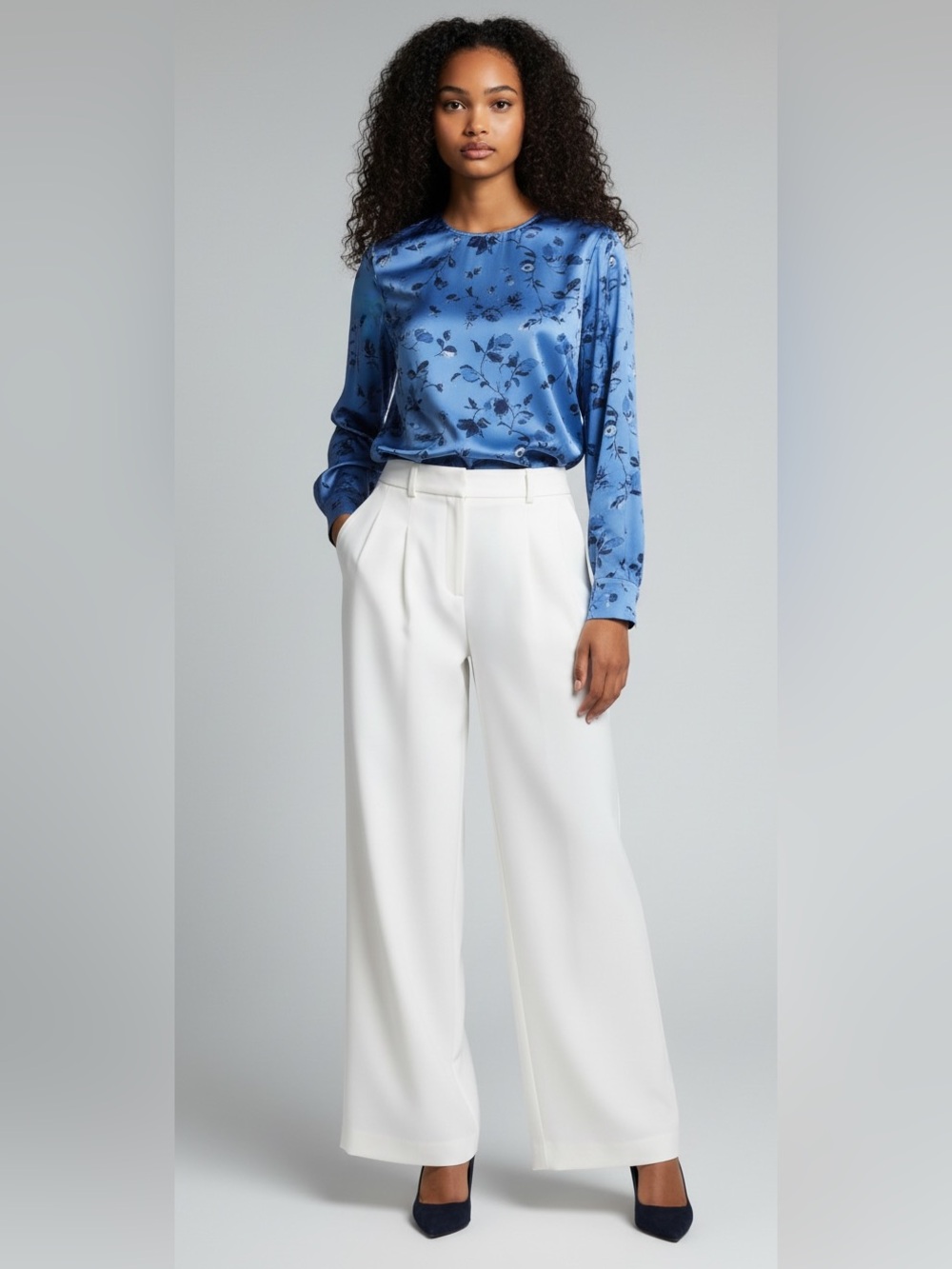 CHICO’S Crepe Pleated Wide Leg Pants Relaxed Fit Ecru Size 2.5 NEW